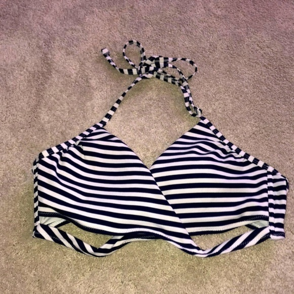 New Look Striped‎ Bikini Top Navy Blue White Women’s Size 12